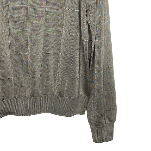 Roberto Villini Collezione Mens Size XXL Tan Windowpane Sweater Long Sleeve - Picture 5 of 8